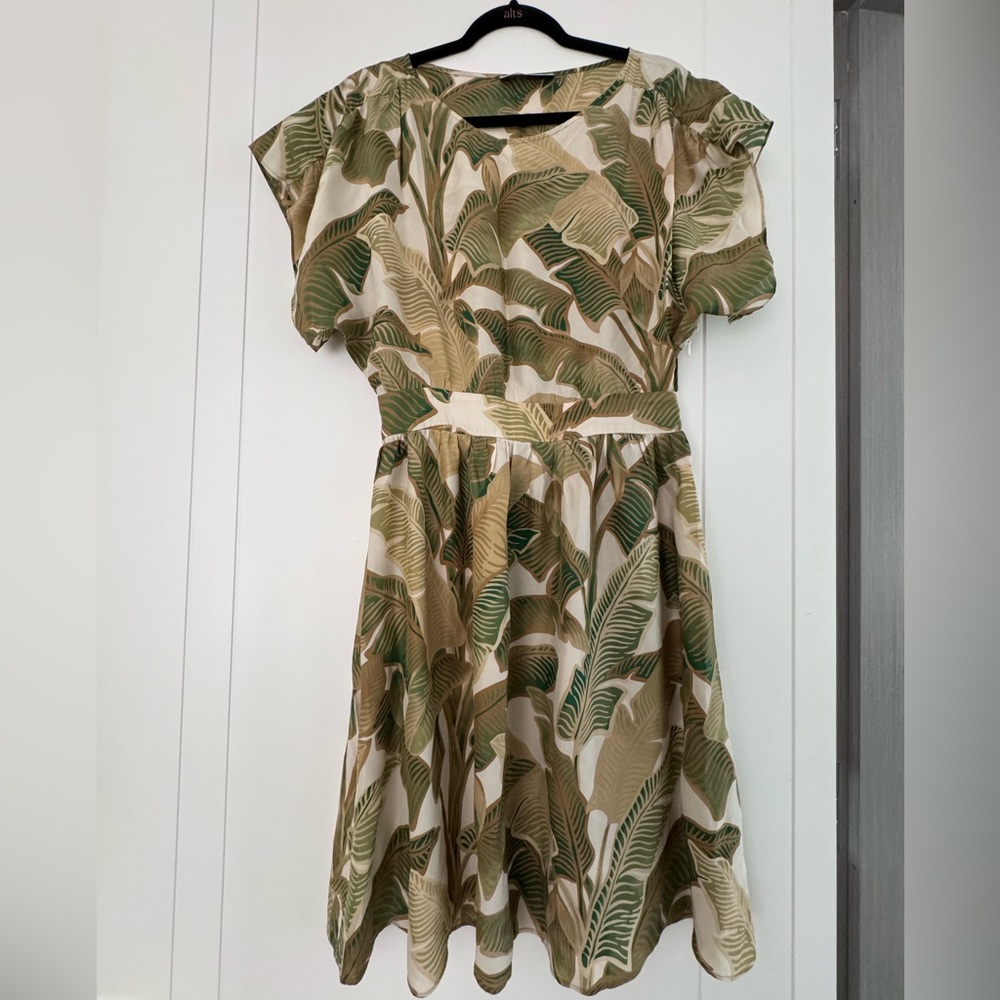 Uterque - banana leaf silk dress - size M
